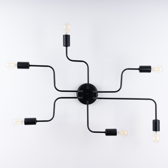 Ljuskrona VECTOR 6 svart + 6X LED-lampa E27 3000K 7W 760lm