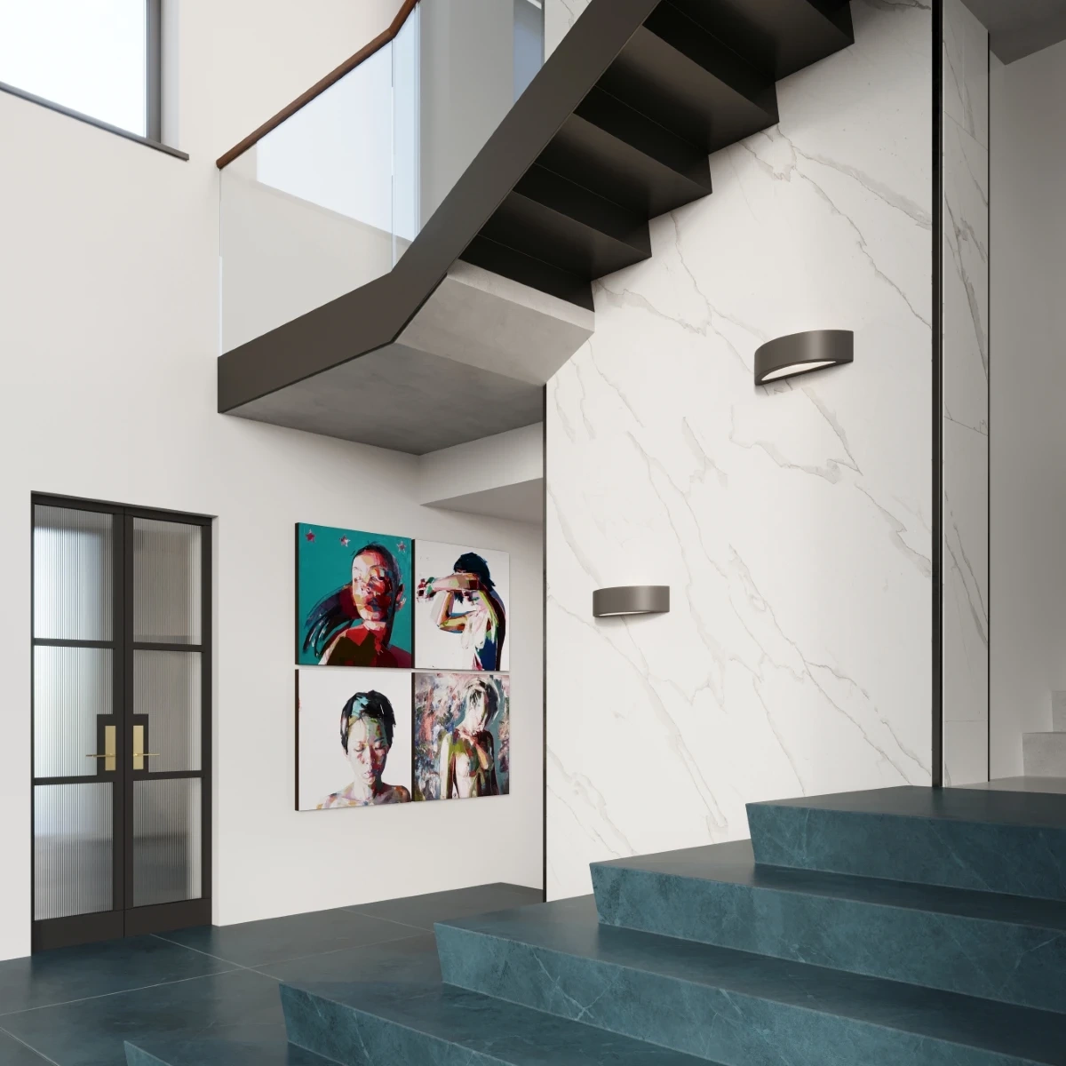 Keramisk vägglampa ATENA svart