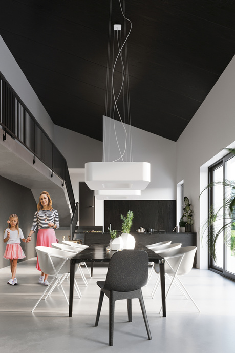 URANO 60 ljuskrona vit + 8x LED-lampa E27 4000K Kall 7,5W 650lm