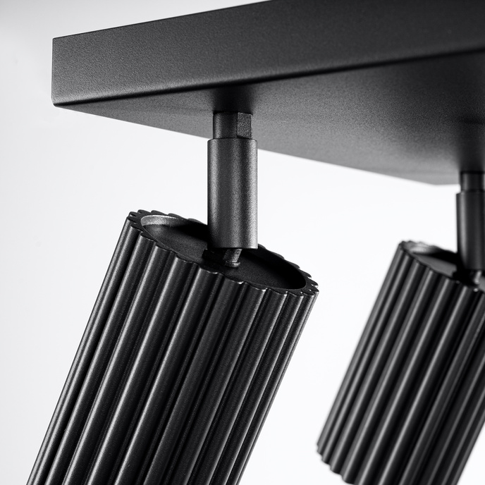 Plafond KARBON 4 svart + 4x LED-lampa GU-10 3000K varm 7W 510lm