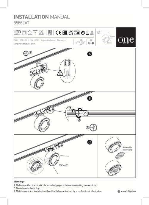 GLIM svart LED 3000K 15W 1500lm