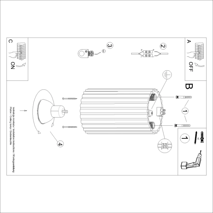 Taklampa KARBON 10 taupe