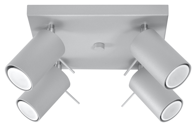 Plafond RING 4 Grå + 4x LED-lampa GU-10 4000K Kall 7W 630lm