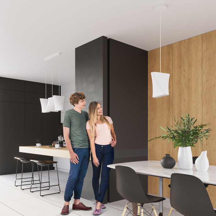 Ljuskrona BLUM 1 vit +1x LED-lampa E27 4000K Kall 7,5W 650lm