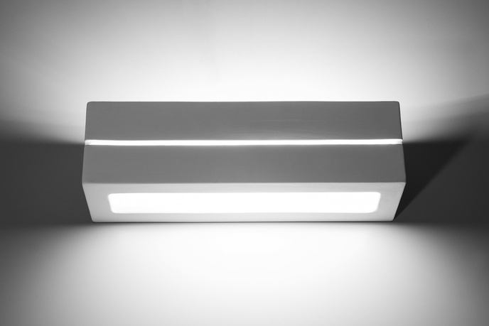 Keramisk vägglampa VEGA LINE vit + 1x LED-lampa E27 3000K varm 7,5W 620lm