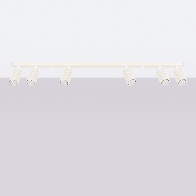 Plafond KARBON 6L beige + 6x LED-lampa GU-10 4000K Kall 7W 530lm