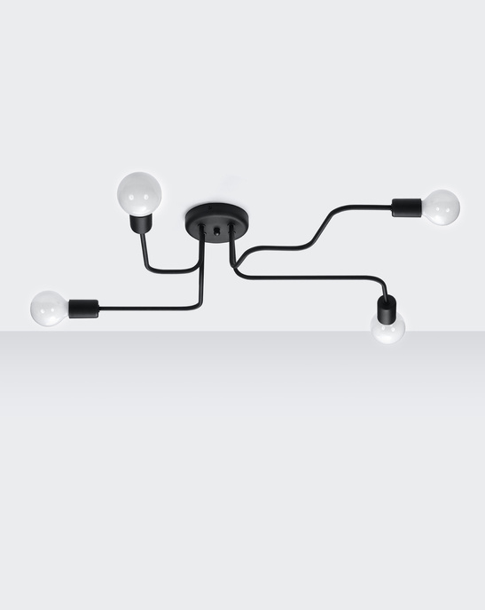 Ljuskrona VECTOR 4 svart + 4x LED-lampa E27 3000K varm 7,5W 620lm