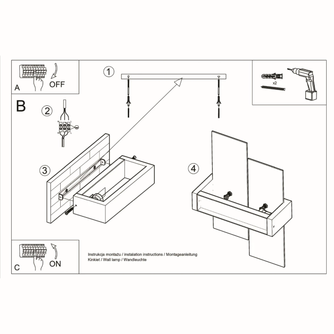 Vägglampa FENIKS 1 naturträ