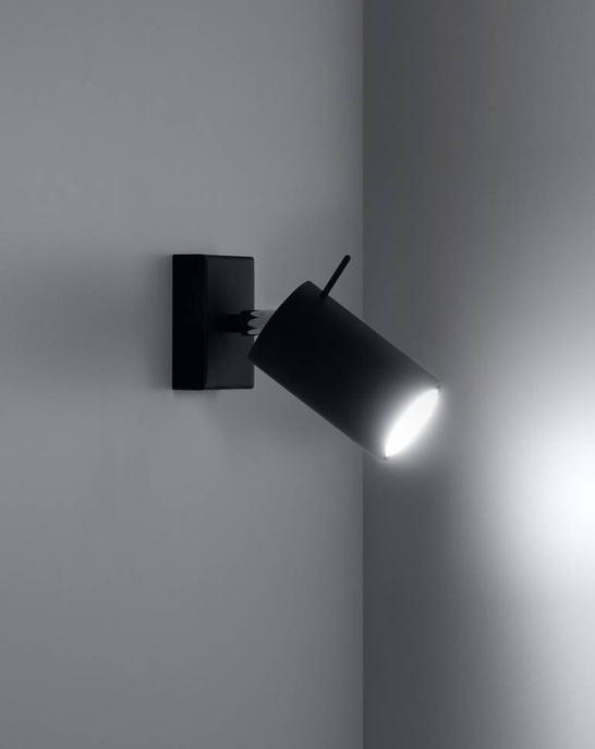 Vägglampa RING svart + 1x LED-glödlampa GU-10 4000K Cold 7W 630lm