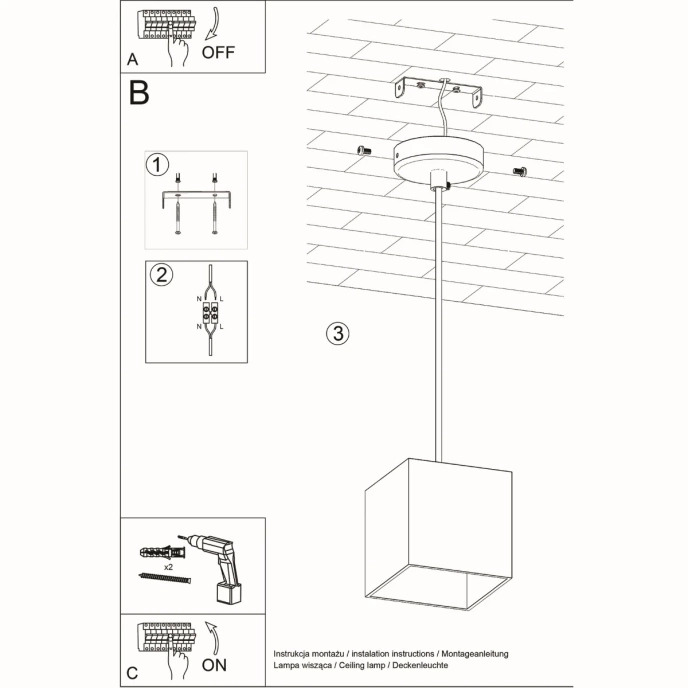 Pendel lampa QUAD 1 grå