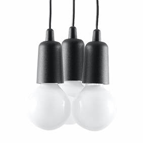 DIEGO 3 pendellampa svart + 3x LED-lampa E27 3000K varm 7,5W 620lm