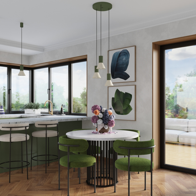 Pendellampa ESTRIA 1 beige/olivgrön