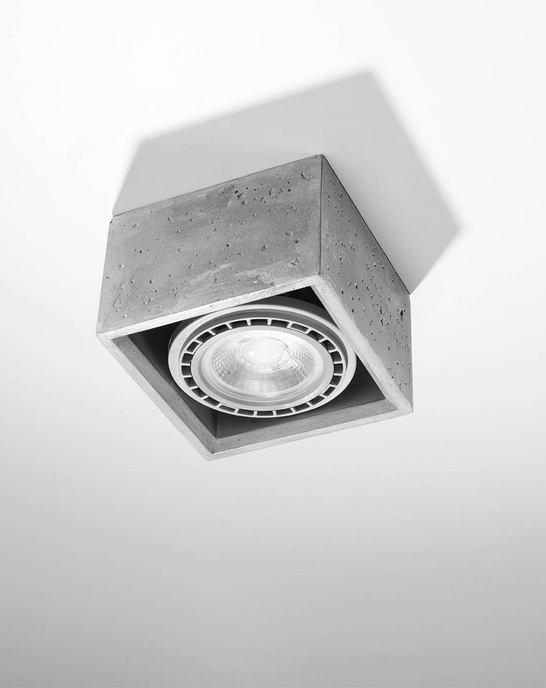 Plafond QUATRO 1 betong + 1x LED-lampa GU10 AR111 3000K varm 12W 800lm