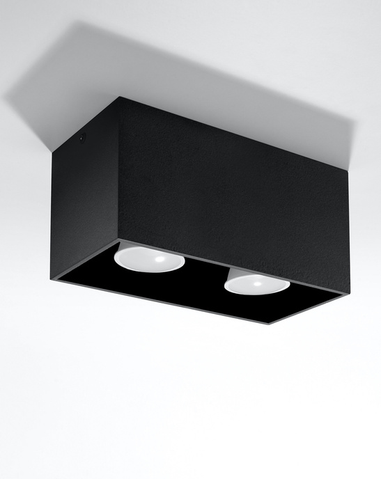 Plafond QUAD MAXI svart + 2x LED-lampa GU-10 4000K Cold 7W 630lm