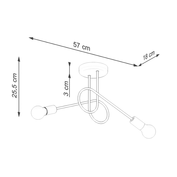 Ljuskrona LOOP 2 vit + 2x LED-lampa E27 4000K Kall 7,5W 690lm