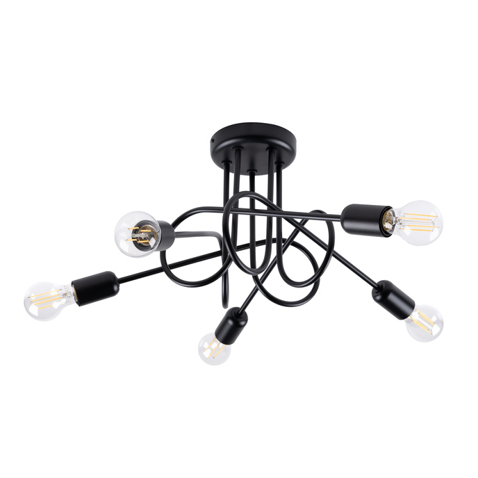 Ljuskrona SUPEŁ 5 svart + 5X LED-lampa E27 3000K 7W 760lm