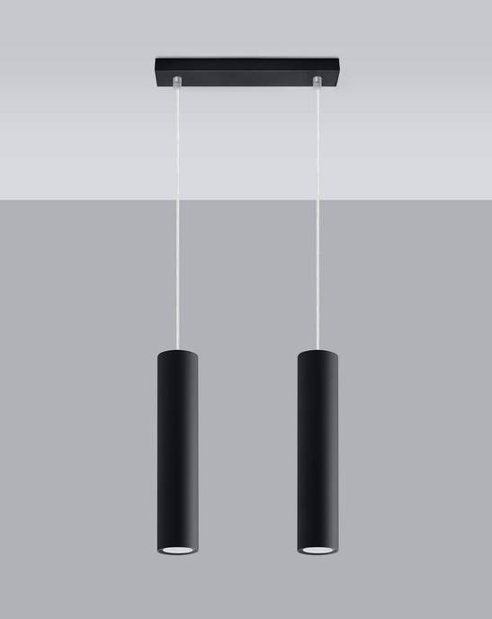 LAGOS 2 taklampa svart + 2x GU-10 3000K varm 7W LED-lampa 620lm