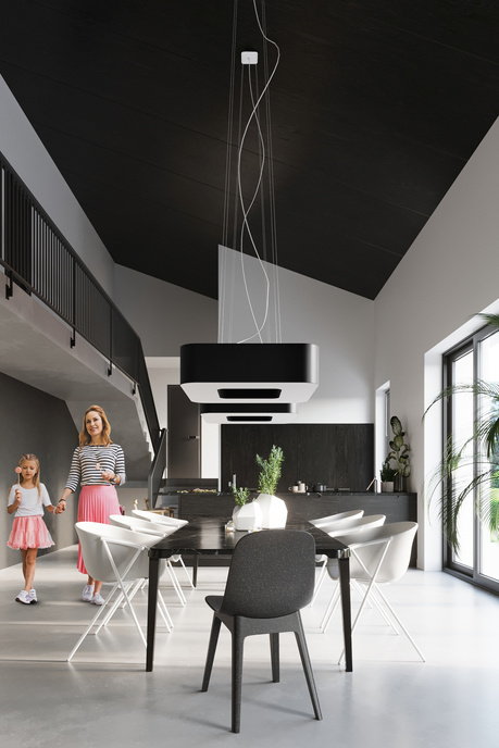 URANO 60 ljuskrona svart + 8x LED-lampa E27 4000K Cold 7,5W 650lm