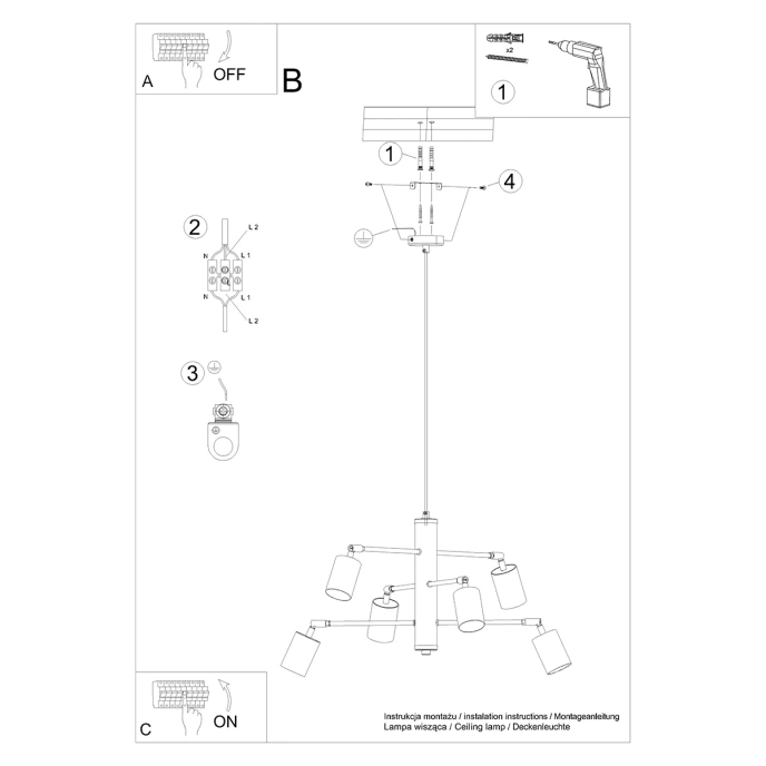 Ljuskrona LEMMI 6 svart