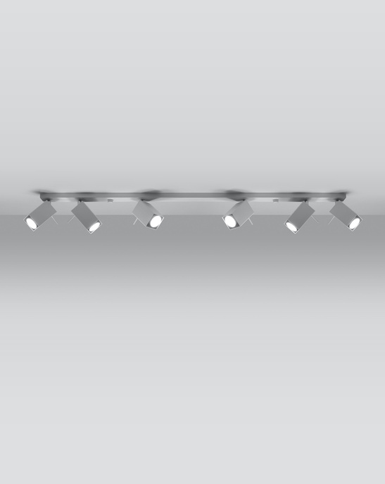 Plafond MERIDA 6L vit + 6x LED-lampa GU-10 3000K varm 7W 620lm