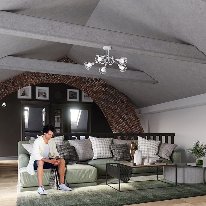 Plafond ARTEMIS 2 vit + 2x LED-lampa E14 4000K Kall 7,5W 680lm