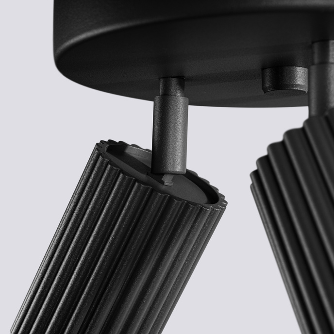 Plafond KARBON 3P svart + 3x LED-lampa GU-10 3000K varm 7W 510lm