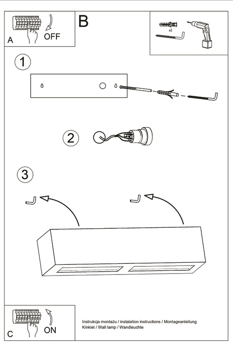 Keramisk vägglampa VEGA grå + 1x LED-lampa E27 3000K varm 7,5W 620lm