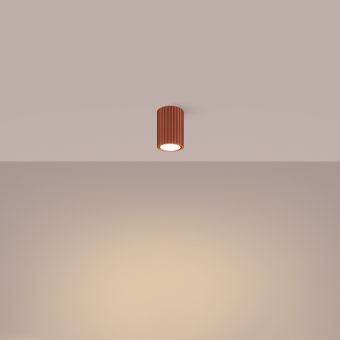 Plafond KARBON 10 ockraröd + 1x LED-lampa GU-10 3000K varm 7W 510lm