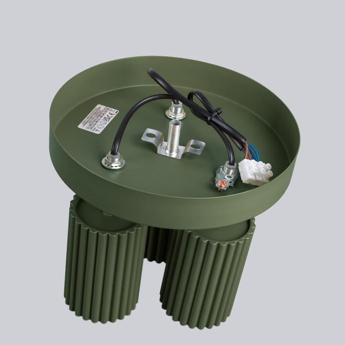 Plafond KARBON 3P olivgrön + 3x LED-lampa GU-10 3000K varm 7W 510lm