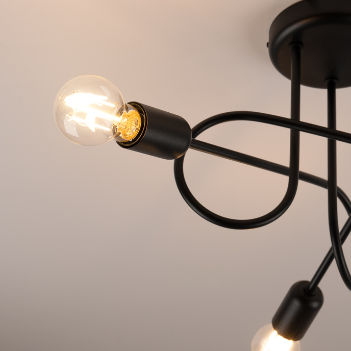 Ljuskrona SUPEŁ 3 svart = 3X LED-lampa E27 3000K 7W 760lm