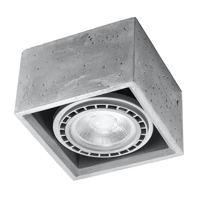 Plafond QUATRO 1 betong + 1x LED-lampa GU10 AR111 3000K varm 12W 800lm