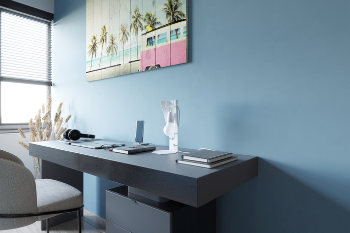 Skrivbordslampa ARBY vit + 1x LED-lampa E27 4000K Kall 7,5W 650lm