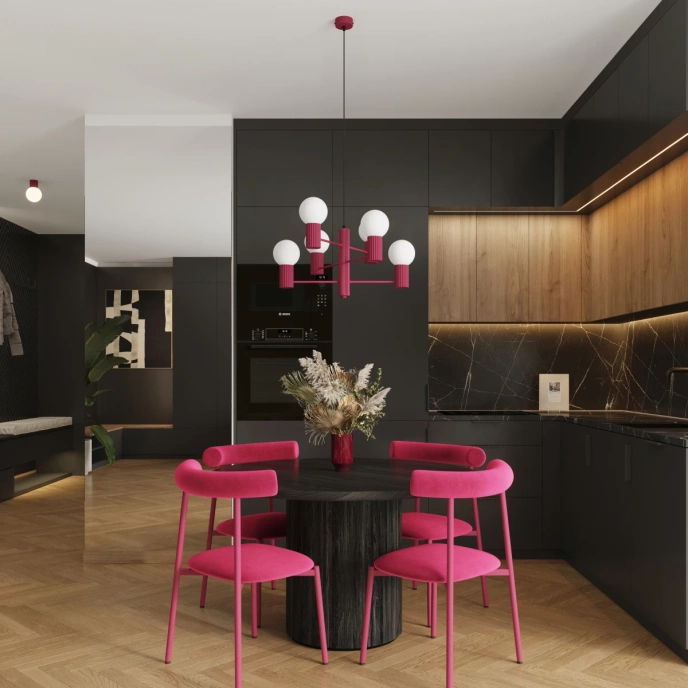 Ljuskrona HALO 6 vinröd