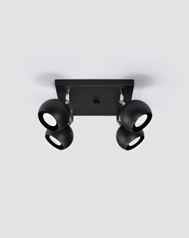 Plafond OCULARE 4 svart + 4x LED-lampa GU-10 4000K Kall 7W 630lm