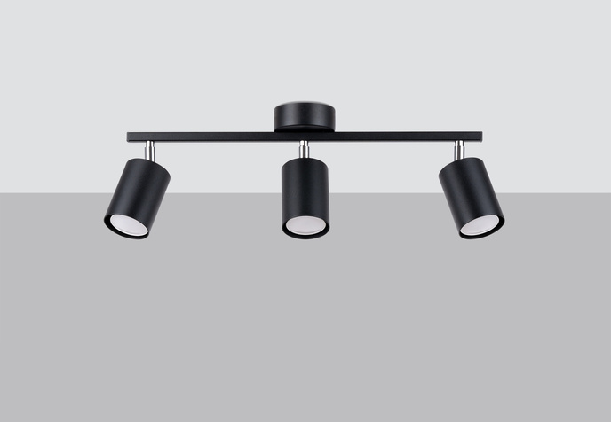 Plafond LEMMI 3 svart 3x LED-lampa GU-10 4000K Kall 7W 530lm