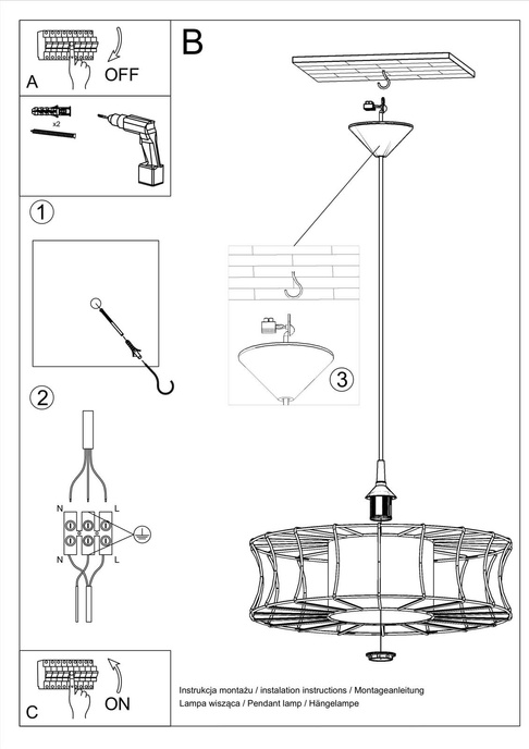 SALERNO taklampa vit