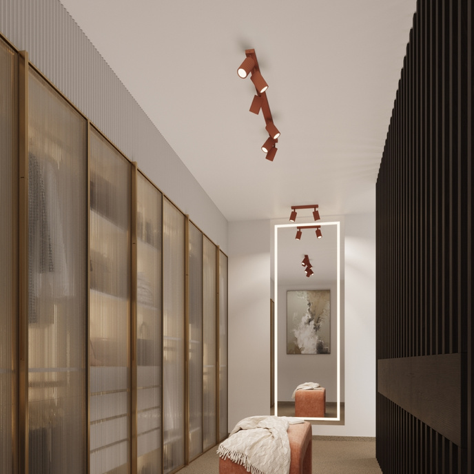 Plafond KARBON 40 ockraröd + 1x LED-lampa GU-10 4000K Kall 7W 530lm