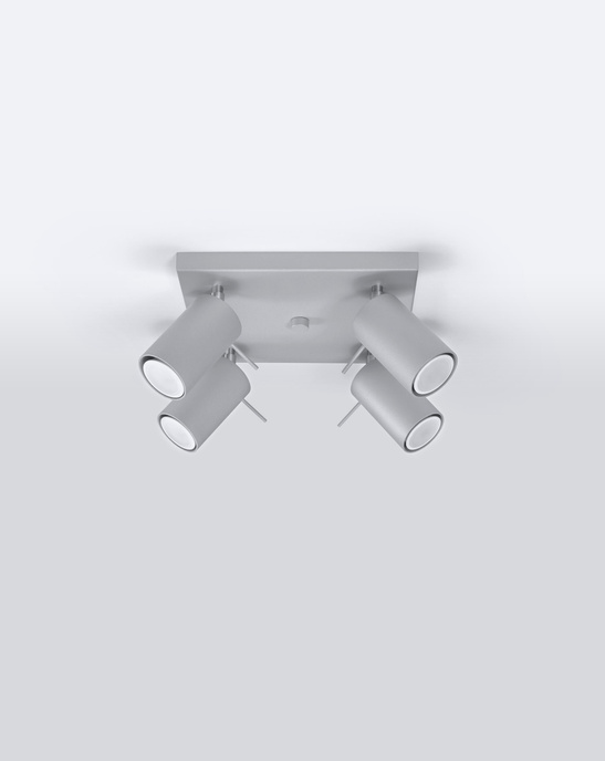 Plafond RING 4 Grå + 4x LED-lampa GU-10 4000K Kall 7W 630lm