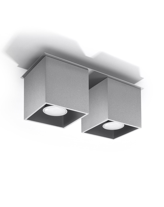 Plafond QUAD 2 grå + 2x LED-lampa GU-10 4000K kall 7W 630lm