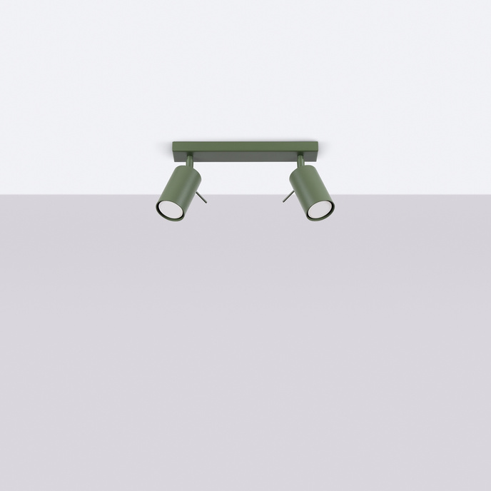 Plafond RING 2 olivgrön + 2x LED-lampa GU-10 3000K varm 7W 510lm