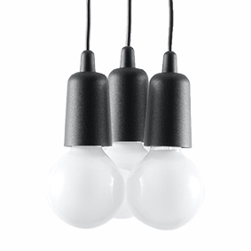 DIEGO 3 pendellampa svart + 3x LED-lampa E27 4000K Cold 7,5W 650lm