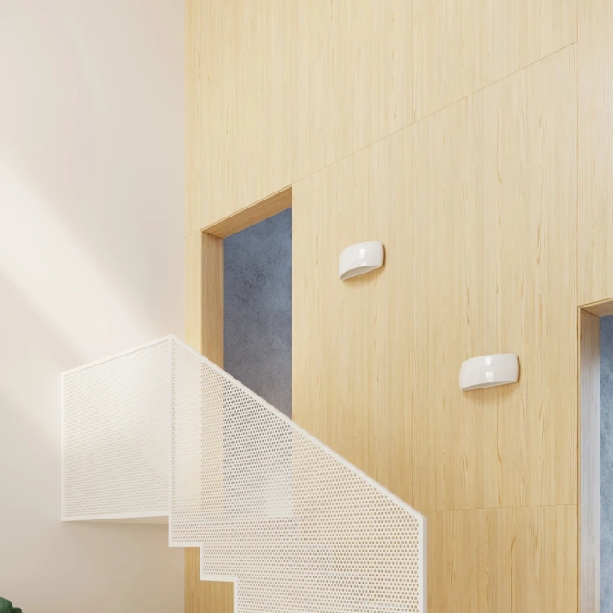 Lackerad vägglampa PONTIUS vit glans