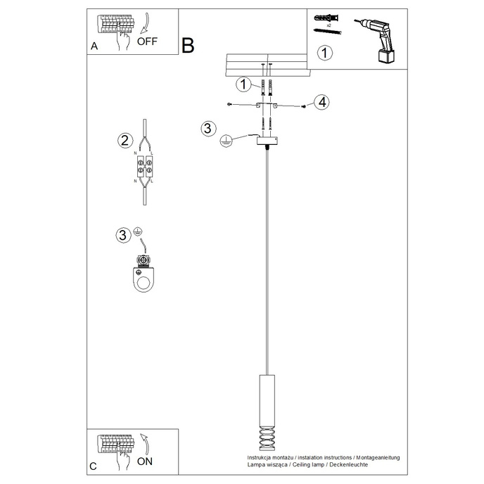 LAMI 1 taklampa vit + 1X LED-lampa GU-10 4000K Cold 7W 530lm