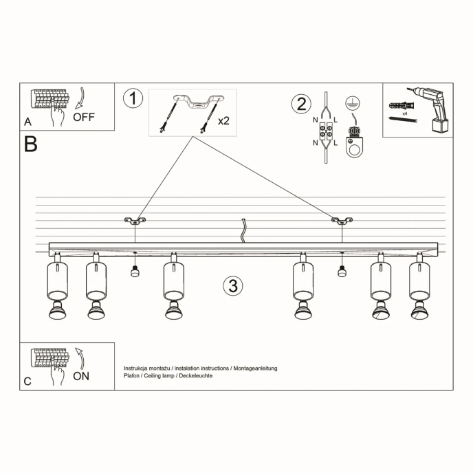 Plafond RING 6L svart