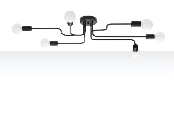 Ljuskrona VECTOR 6 svart + 6x LED-lampa E27 4000K Kall 7,5W 650lm