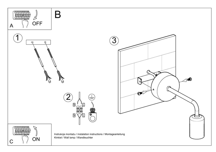 Vägglampa DUOMO + 1x LED-lampa E27 4000K Cold 7,5W 650lm