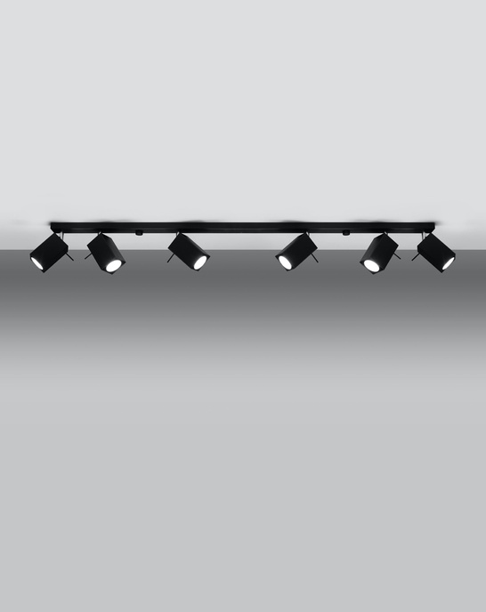 Plafond MERIDA 6L svart + 6x LED-lampa GU-10 4000K Kall 7W 630lm