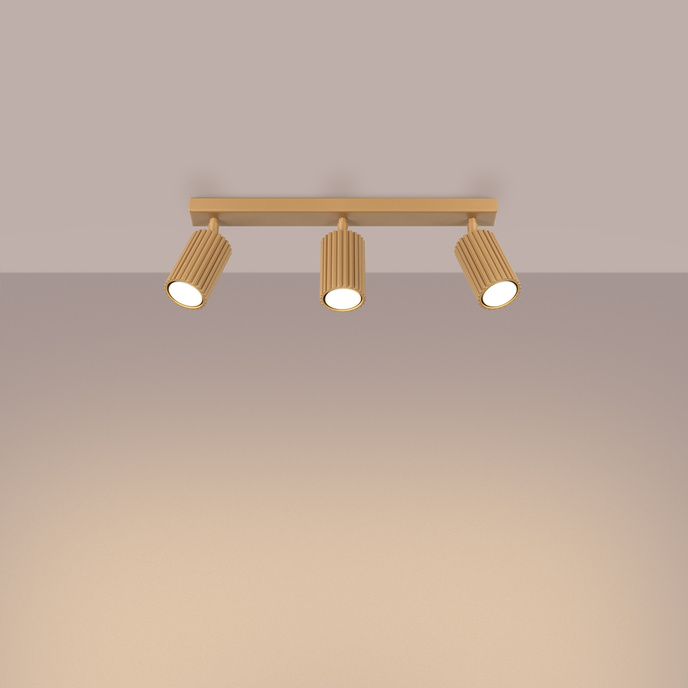 Plafond KARBON 3L guld + 3x LED-lampa GU-10 3000K varm 7W 510lm