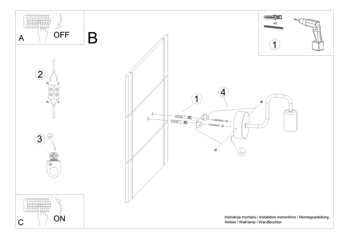 Vägglampa VECTOR svart + 1X LED-lampa E27 3000K 7W 760lm