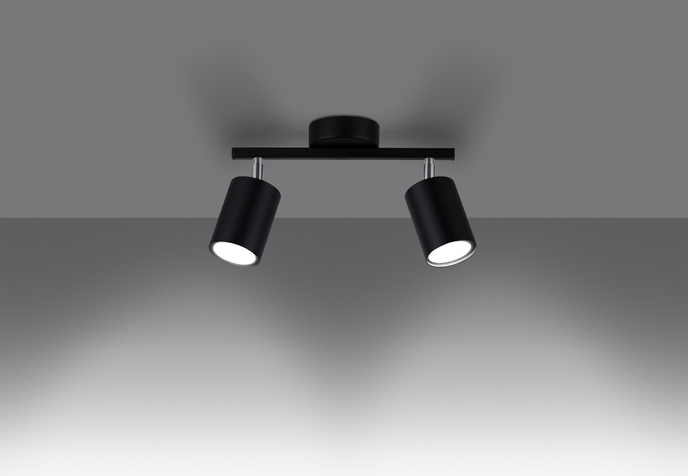Plafond LEMMI 2 svart + 2x LED-lampa GU-10 3000K varm 7W 510lm